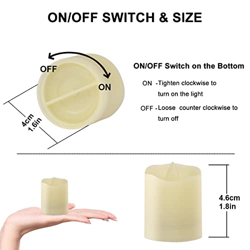 Image of Flameless Tea Lights With Remote - Battery Operated LED Candles With Timer, Votive, Unscented, Outdoor, Warm White, Flickering, 200 Hours, 6 Set x 1.8 inch