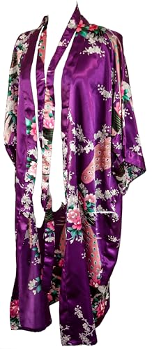 CCcollections Kimono 16 Colores Shipping Bata de Vestir túnica lencería Ropa de Noche Prenda Despedida de Soltera (Violeta púrpura)