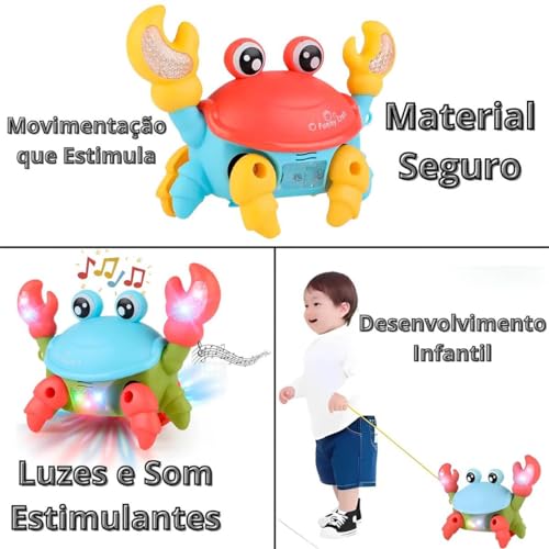Brinquedo Caranguejo siri Fujão Dançante com Led e musica
