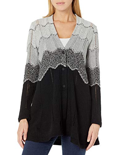 NIC+ZOE Women's Ombre Twirl Cardigan, Black Multi, LG
