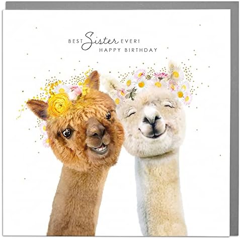 Lola Design - Birthday Cards for Women - Best Sister Card - Blank Cards and Envelopes - Happy Birthday Card