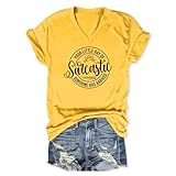 WERYSMGK Funny Sarcastic Tshirts for Women Your Little Ray of Sarcastic Sunshine Graphic Tee Casual V Neck Summer Shirts(Wine,M)