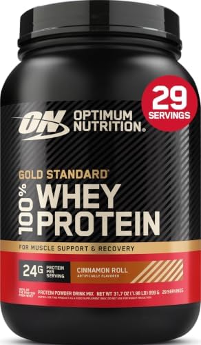 Optimum Nutrition Gold Standard Whey Protein Powder, Cinnamon Roll, 2LB