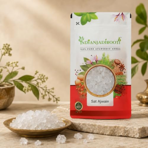 Image of indianJadiBooti Sat Ajwain (900g) - Potent Thymol Crystals for Pain Relief Oil & Steam Inhalation | Pure Ajwain Flower Extract for Cold, Cough & Gas | Food Grade Concentrated Aroma