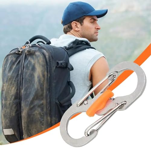 S Carabiner Clip, 10 PCS Mini Stainless Steel Carabiner, S Shape Keychain Hook Clip with Lock, for Small Backpacks Keys or Dog Tags for Home Outdoor Hiking Fishing Camping Travel - Image 3