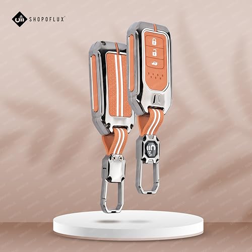 Image of SHOPOFLUX Metal Key Cover Compatible for Honda Elevate | City | Amaze | WRV | CRV | Jazz | 3 Button Smart Key