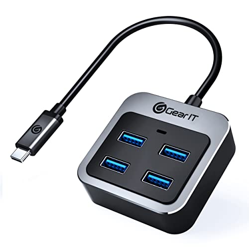 GEARit USB-C to USB Hub 4-Ports (All 4-Port Simultaneous Charge up to 10W) x4 Type-A USB 3.2, Type C Thunderbolt 3/4 Compatible for MacBook Pro 2020, iPad Pro 2020