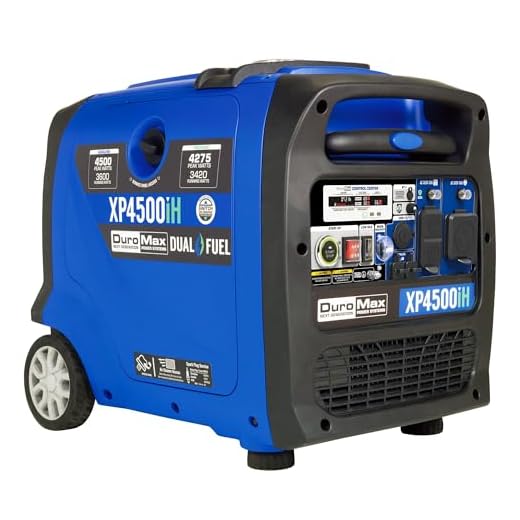 DuroMax XP4500iH 4500-Watt 223cc Dual Fuel Digital Inverter Hybrid Portable Generator, Black/Blue