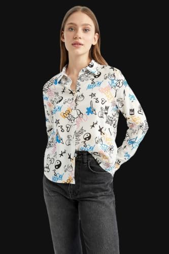 Image of Women's Floral Print Sheer Button-Down Shirt | Lightweight Long Sleeve Collared Shirts | Casual Elegant Shirt for Summer & Spring