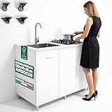 Shally Dogan Cucina Completa Monoblocco 120 x 60 x 85 cm, Piano Cottura a 4 Fuochi e Lavel...