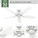 Hunter 52 inch Indoor Ceiling Fan No Light with Pull Chain - White Ceiling Fan without Light, Standard Mount, 5 Blades, For Bedroom, Living Room, or Kitchen - Builder Elite 53240, Snow White