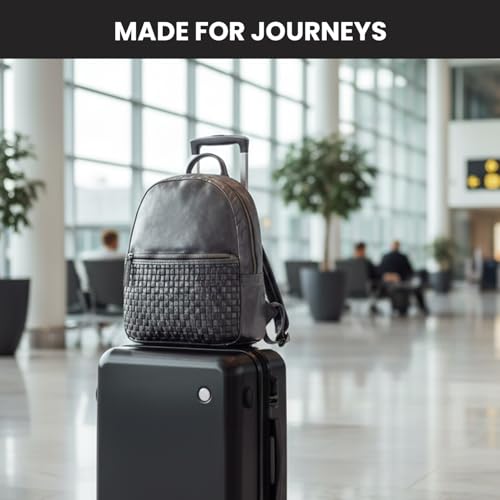 Image of Leather Backpack | Unisex Fashion Backpack Handbag | Genuine Leather | VL-054-BROWN | Adjustable Straps | 20L Capacity | 13 x 1 x 13 Inches | Vintage & Functional Design