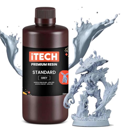 Image of Itech Premium Standard 3D Printer Resin - (Grey) 1000g High Precision UV Curing Photopolymer for LCD & DLP Printers Low Odor, Fast Curing, Exceptional Detail.