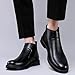 SIYAKE Men's Genuine Leather Chelsea Boots with Buckle Strap Autumn Winter Fashion Side Zipper Comfortable Fur Lining Business Oxford Boots Casual Dress Chukka Boots (Black,11)