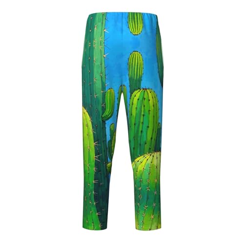 Pajama Pants Pajama Bottoms with Elastic Waistband Sleepwear Lounge Pants, Cactus2