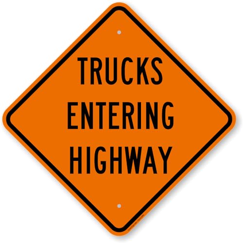 SmartSign 18x18 Aluminum Trucks Entering Highway