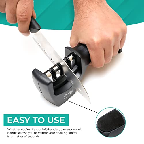 Mb Kitchen Knife Accessories: 3-Stage Knife Sharpener Helps Repair, Restore, Polish Blades (Black) #TOP3