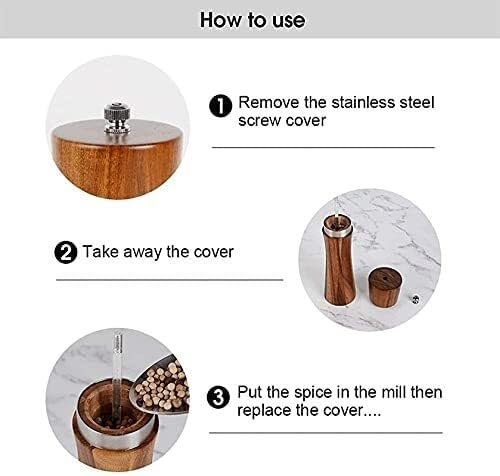Wooden Pepper Mill Grinder and Salt Shaker Set - Manual Adjustable Coarseness Spice for Enhancing Flavors
