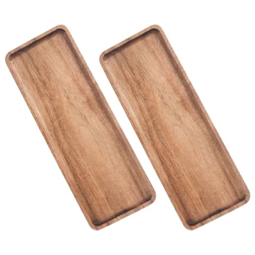 Cabilock Bandeja de Madera de Acacia Rectangular 28X105 CM Juego de 2 Piezas para Servir Desayuno Bandeja para Té y Fruta Plato Multifuncional para Aperitivos y Almacenamiento en