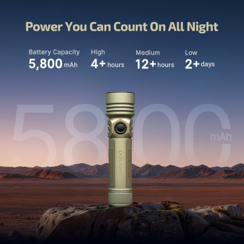 Image of OLIGHT Seeker Ultra Rechargeable LED Flashlight, 4800 Lumens High Power Bright Light with Dual Charging, USB C Holster for Emergency, Camping, Search & Rescue(Olive Green)