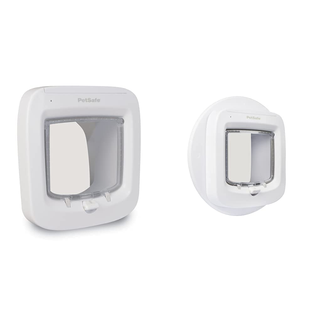 PetSafe Microchip Activated Cat Flap, Exclusive Entry, Easy Install, 4-Way Manual Locking, Energy Efficient & Microchip Cat Flap Installation Adaptor, Easy Install, Glass Door and Walls - (White)