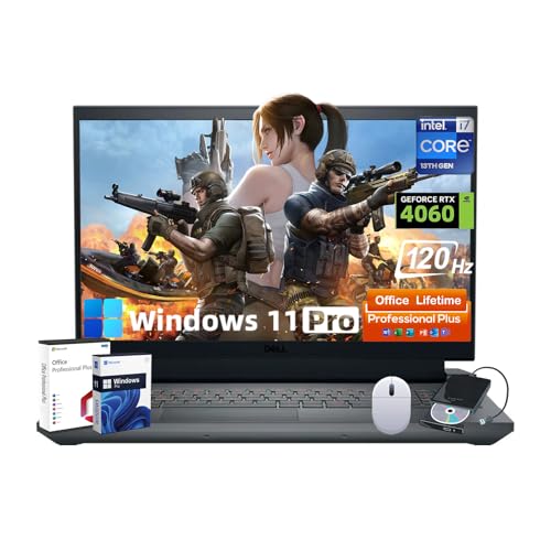 Image of Dell G15 5530 Gaming Laptop - Intel 14-Core i7-13650HX, NVIDIA GeForce RTX 4060, 15.6 inch FHD 120Hz Display, RTX 4060, Backlit KB, AI Copilot, Win 11 Pro & Office Lifetime License (32GB DDR5 | 1TB SSD)