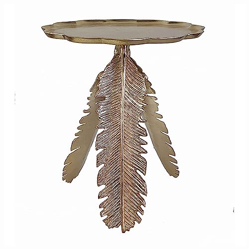 oR3sB4jE Mesa de Centro Mesa de Centro única Aluminio Hecha a Mano, Mesa Auxiliar con Bandeja Natural, mesita Noche for la Familia Estante de Almacenamiento(Gold)