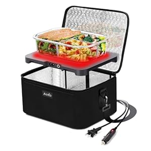 Aotto Portable Oven, Electric Lunch Box Food Heater – 12V/24V/110V 3-in-1 Car Food Warmer – Mini Personal Microwave Heated Lunch Box Warmer for Car, Truck, Travel, Office & Home Use – Black