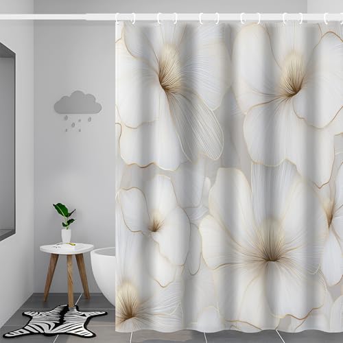 Rideau de douche fleurs de luxe 180x200 cm imperméable chic - 3