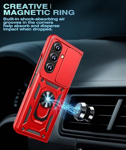 Coque Samsung Galaxy Z Fold 7 robuste rouge rigide antichoc avec support