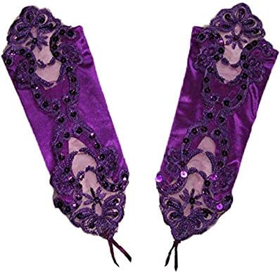Women's Bride Lace Gloves Long Fingerless Satin Formal Banquet Party Wedding Gloves