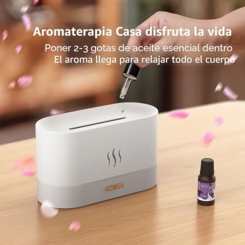 Miniatura 4 de Gzvxuny Difusor Aceites Esenciales Con Efecto Llama, Súper Silencioso Humidificador Aceites Esenciales Con 7 Colores De Luces Led, Apagado Automático Sin Agua, Difusor De Aromas Para Hogar, Oficina