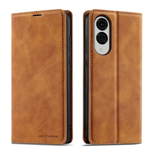 Housse Samsung Galaxy S25 Edge marron : étui portefeuille à rabat et support vidéo