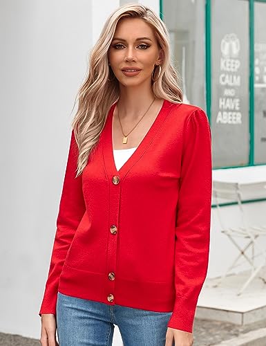 Women's 2025 Fall Lightweight Cardigan Sweater Button Down Knit Long Sleeve Jackets V Neck Open Front Cardigans for Dresses