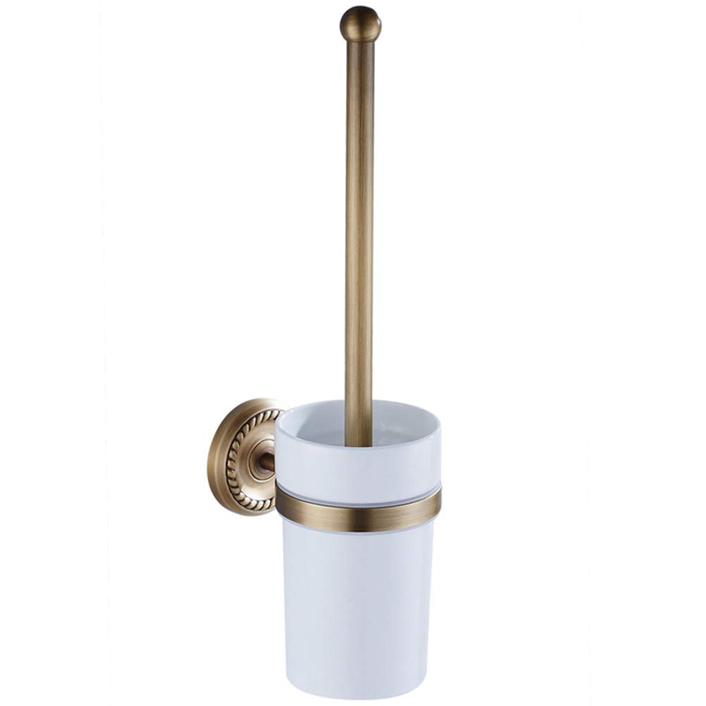 Doitool F6706 - Porta scopino WC in ottone anticato, in stile europeo, per scopino WC
