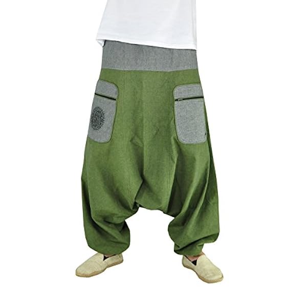 virblatt - Pantaloni Cavallo Basso Uomo & Donna | Cotone | Pantaloni Larghi Pantaloni Harem Harempants Goa Etnici Thai