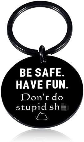 Funny Gift from Mom Inspirational Keychain for Teen Boys Girls Gifts for 16th 18th Birthday Christmas Valentines Day Gifts Don't Do Stupid Poop Drive Safe Keychain Kids Graduation Gifts for Him Her