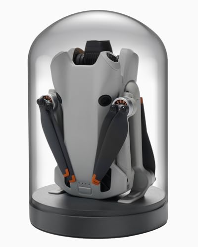 LKTOP Mini 5 Pro/4 Pro/3 Pro/3 Drone Display Stand for DJI Mini 5/4/3 Series Accessories, Glass Holder Base Dome Dustproof Cover for Storage/Collection/Gift/Home Decoration, No Charging Function (Gray)
