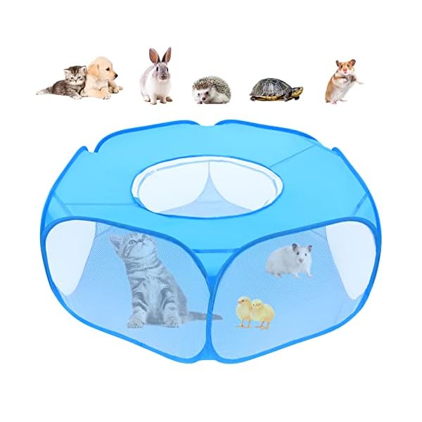 Small Animal Playpens with Top Cover, Foldable Breathable Small Pets Cage Tent Outdoor Indoor Portable Pop Up Play Pen for Guinea Pig Hedgehog Hamster Cat Rabbit Bunny Puppy Ferret Rat Chicks