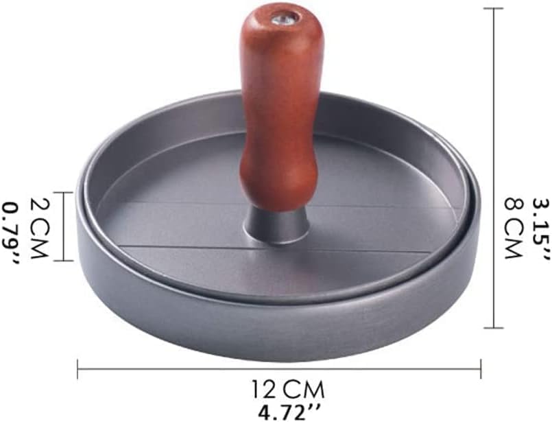 Image of Round Shape Meat Burger Patties Maker Machine | Non-Stick Surface Vegetable and Aloo Tikki Press Mold with Wooden Handle | Burger Press Patty Maker | Kitchen Mold Hamburger Press