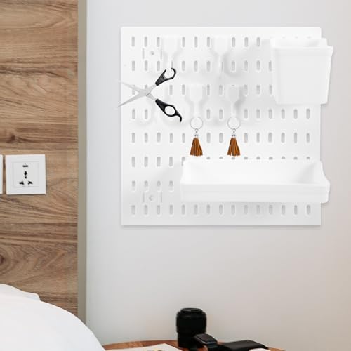 Panneau perforé blanc sans perçage pour un rangement mural modulable et pratique - 7