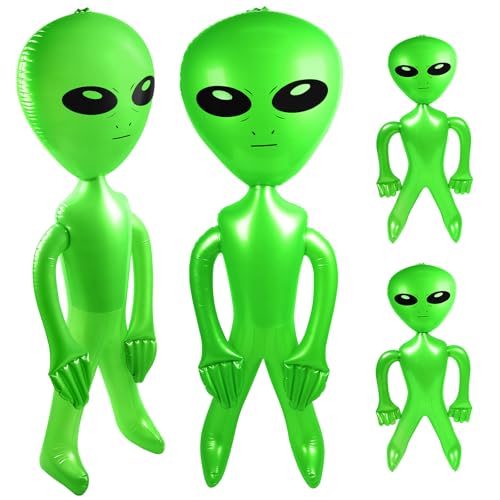 Mototo 4 PCS 63 Inch Giant Inflatable Alien 31.5 Inch Jumbo Blow Up Alien Green Inflatable Balloon for Space Party Decoration UFO Theme Spaceship Party Birthday Halloween Easter Christmas Home Green