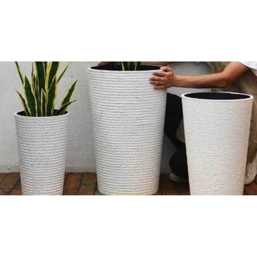 Siuhuig プランター 大型 おしゃれ 受け皿付き 植木鉢 大型 軽量 屋内 屋外用 プランター 深型 排水穴付き 観葉植物 鉢 植木鉢 (ホワイト S)