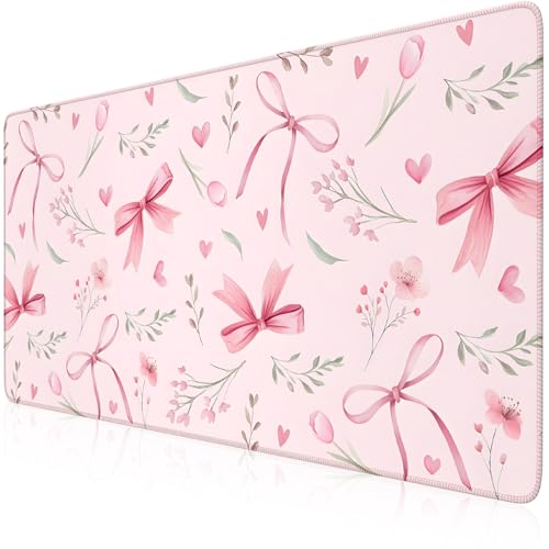 Sous-main rose iCasso pour femme, grand tapis de souris antidérapant et cousu idéal comme cadeau
