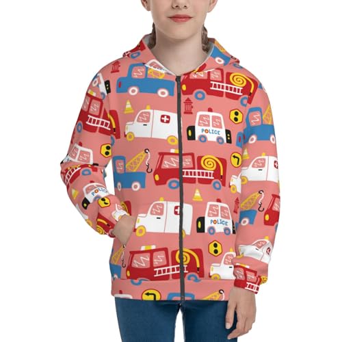 Cartoon with Traffic Elements Kid Hoodies Boys Zip Up Sweatshirts Girls Pullover with Pocket3