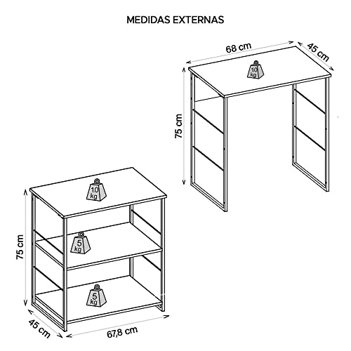 APARADOR 3 PRATELEIRAS 68CM EM AÇO INDUSTRIAL FABRICK - LÂMINA MEL - CAEMMUN