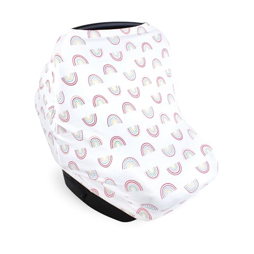 Image of Hudson Baby Unisex Baby Multi-use Car Seat Canopy, Modern Rainbow, One Size