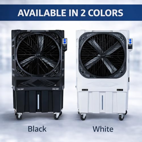 Image of Everest 200 Desert Air Cooler Commercial 3000 sqft | 13000 m /h Airflow | 30 Inch Fan | 100mm Honeycomb Pads | 500W High Performance Cooler for Large Rooms, Halls, Warehouses & Outdoor Use (Black)