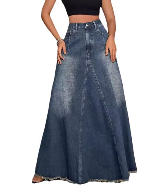 Women's Vintage Long Skirt Casual Solidhigh Waist Ankle-Length Skirt