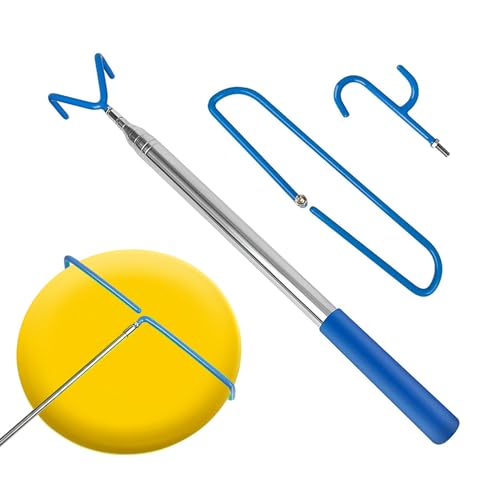 Outil de golf télescopique 4,8 m doté de 3 crochets pour récupération de disques de sport